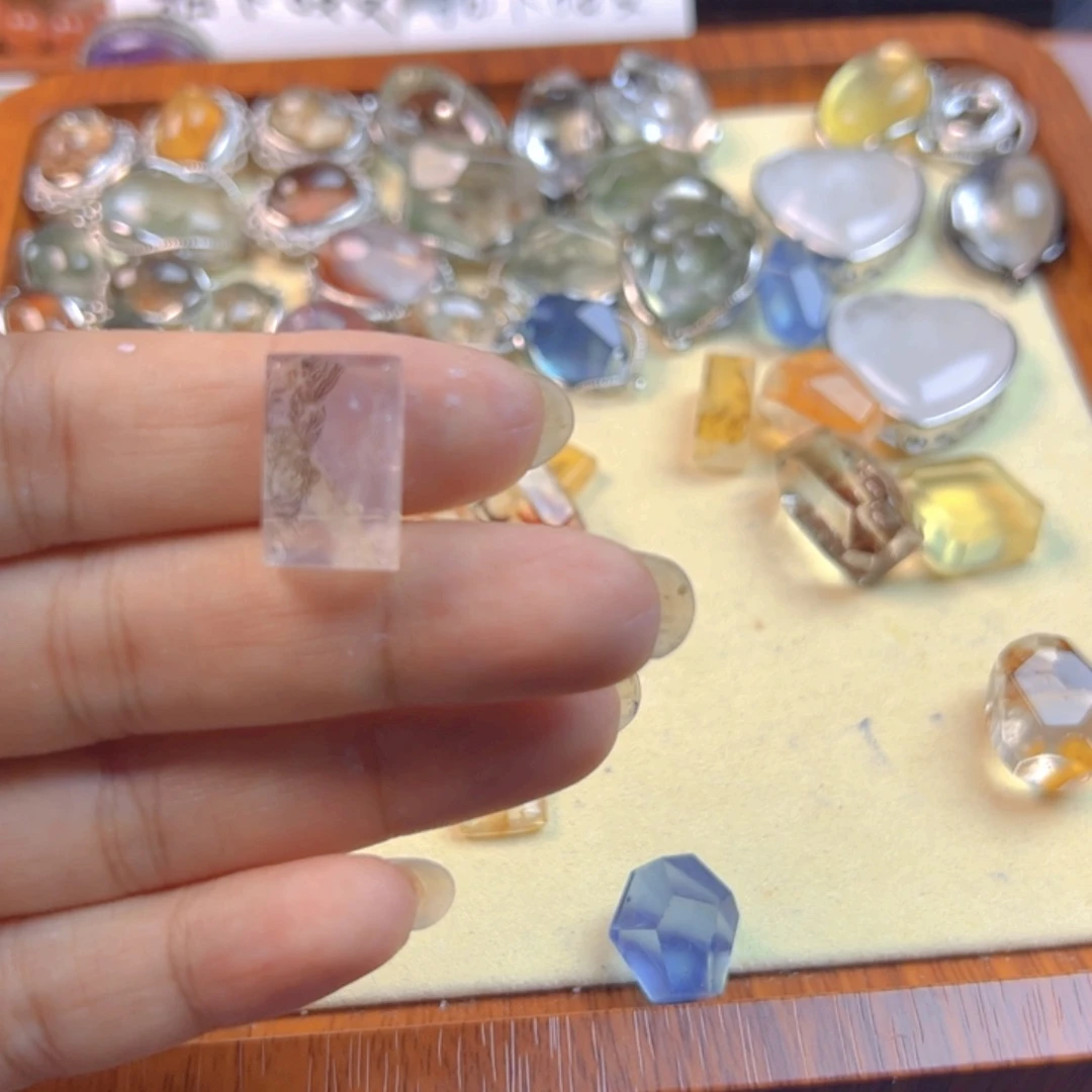 水晶手链银S800镀金镶嵌嫩*去