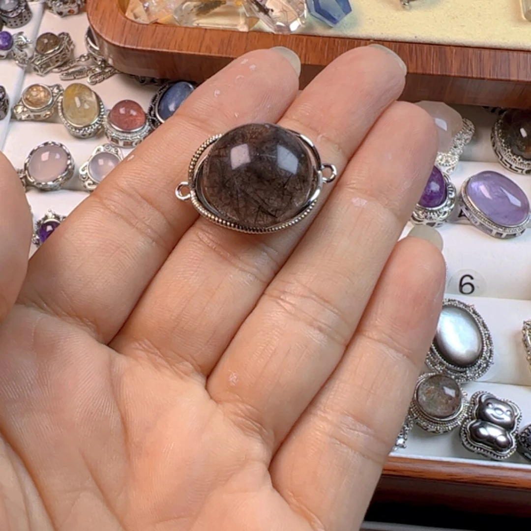 水晶手链银S800镀金镶嵌嫩*去