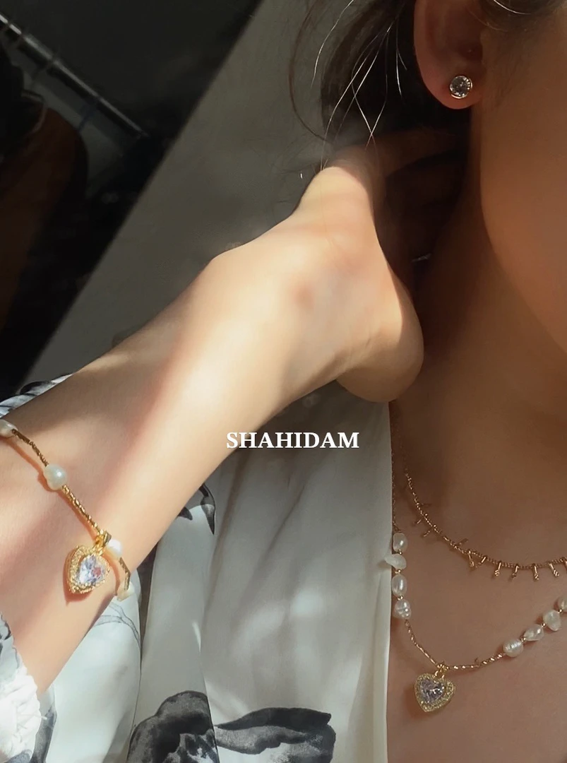 钛钢项链 SHAHIDAM白色爱心套装甜美