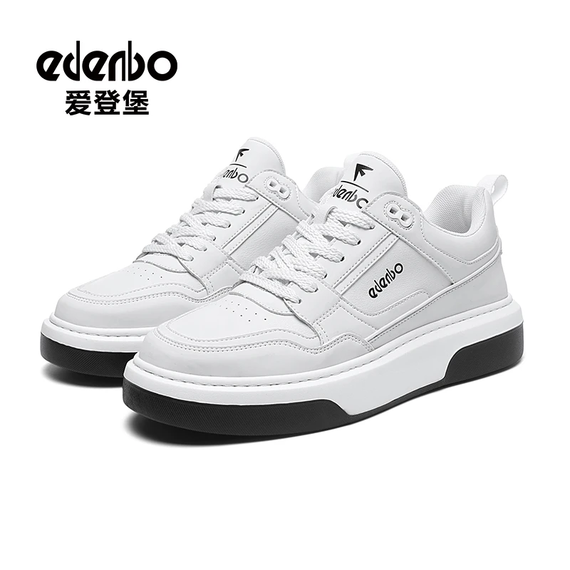 EDENBO/爱登堡秋冬男士厚底低帮透气时尚板鞋潮流百搭增高休闲鞋