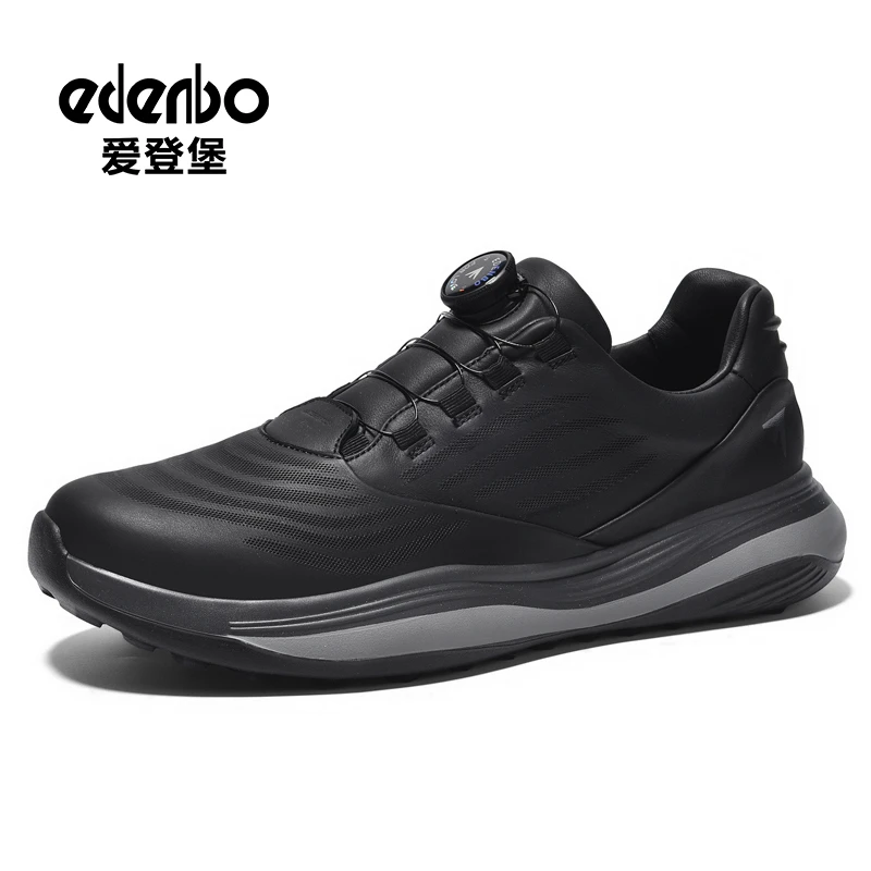 EDENBO/爱登堡男士休闲真皮运动鞋休闲商务皮鞋旋钮鞋带软底鞋