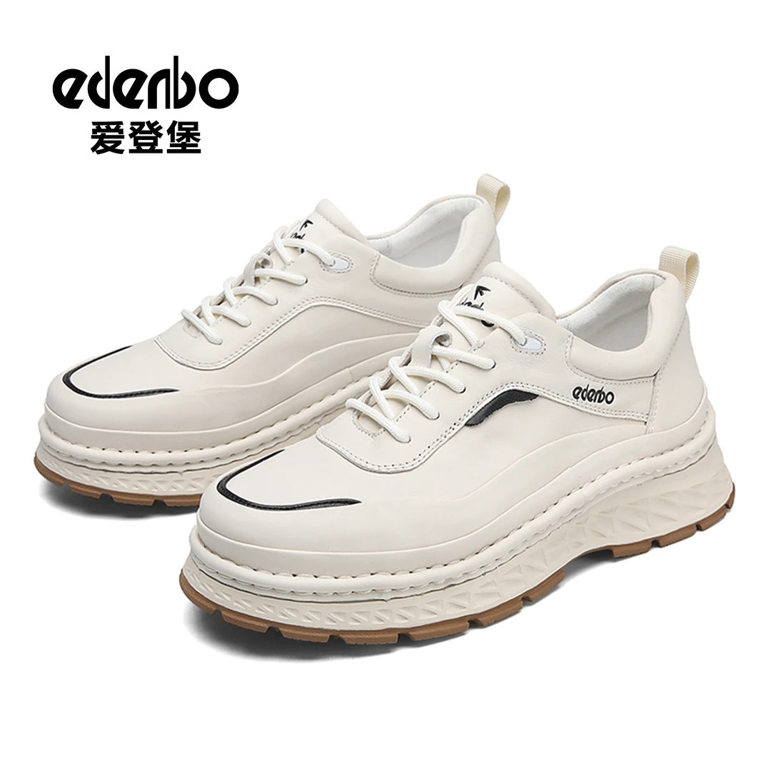 EDENBO/爱登堡头层牛皮商务休闲鞋秋季休闲男皮鞋男士百搭软底鞋