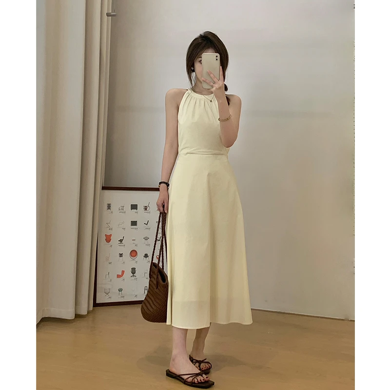 FUGUI RICH 现货【浪漫夏日】简约收腰挂脖设计感连衣裙 26242L3068