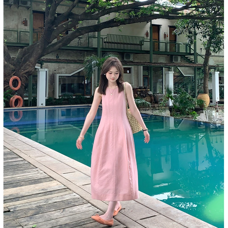 FUGUI RICH 现货【樱花树下】小个子粉色连衣裙女夏裙子 26241L2130