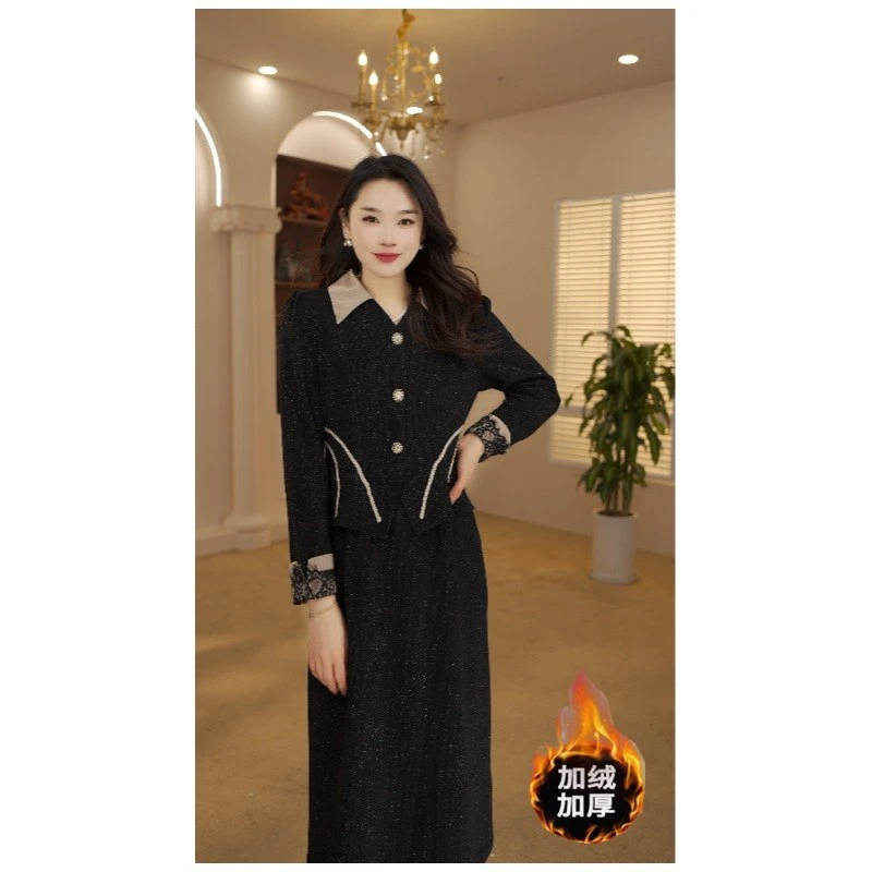 高端设计感假两件连衣裙子中长裙高档气质时尚显瘦减龄高腰女装