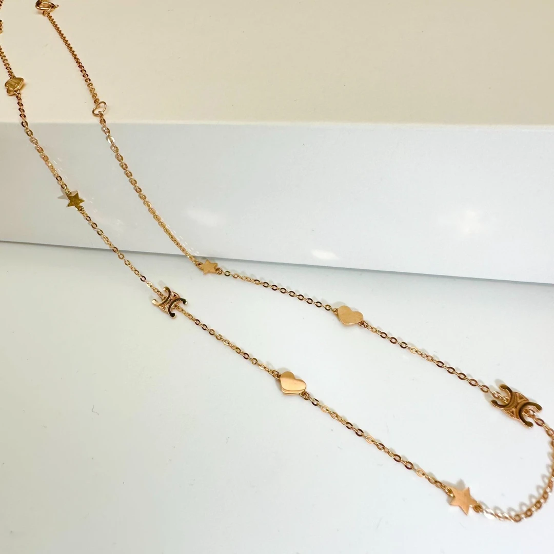 18K复古心门锁骨项链时尚简约气质轻奢素款