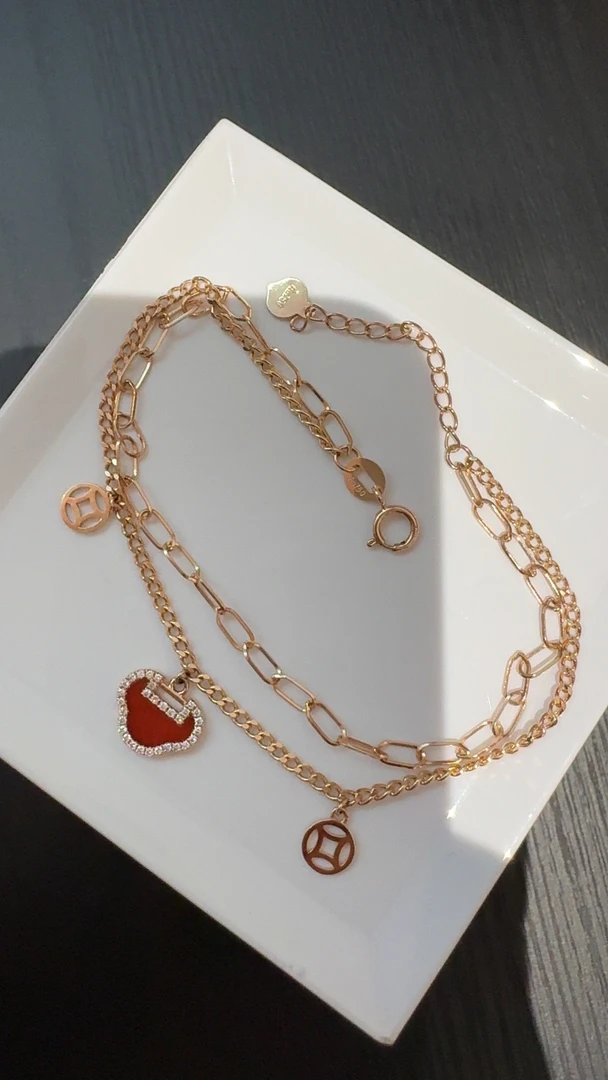 18k金钻石玛瑙如意手链