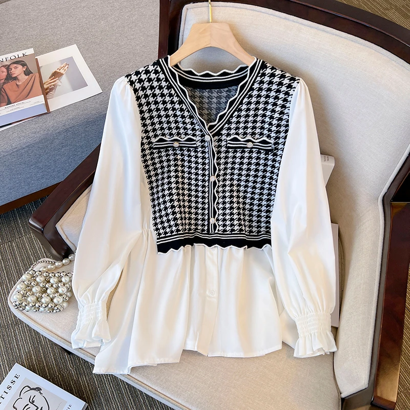 孕妇装早秋上衣2024孕妇衬衫上衣春秋装格子假两件套上衣衬衣宽松