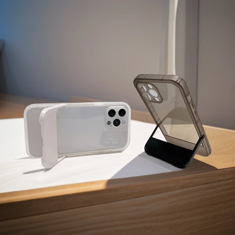 透明支架适用苹果15/14promax隐形13折叠手机壳 11懒人创意防摔壳