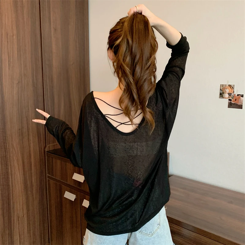 夏季防晒衫时尚新爆款宽松显瘦百搭罩衫长袖小心机慵懒风防晒上衣