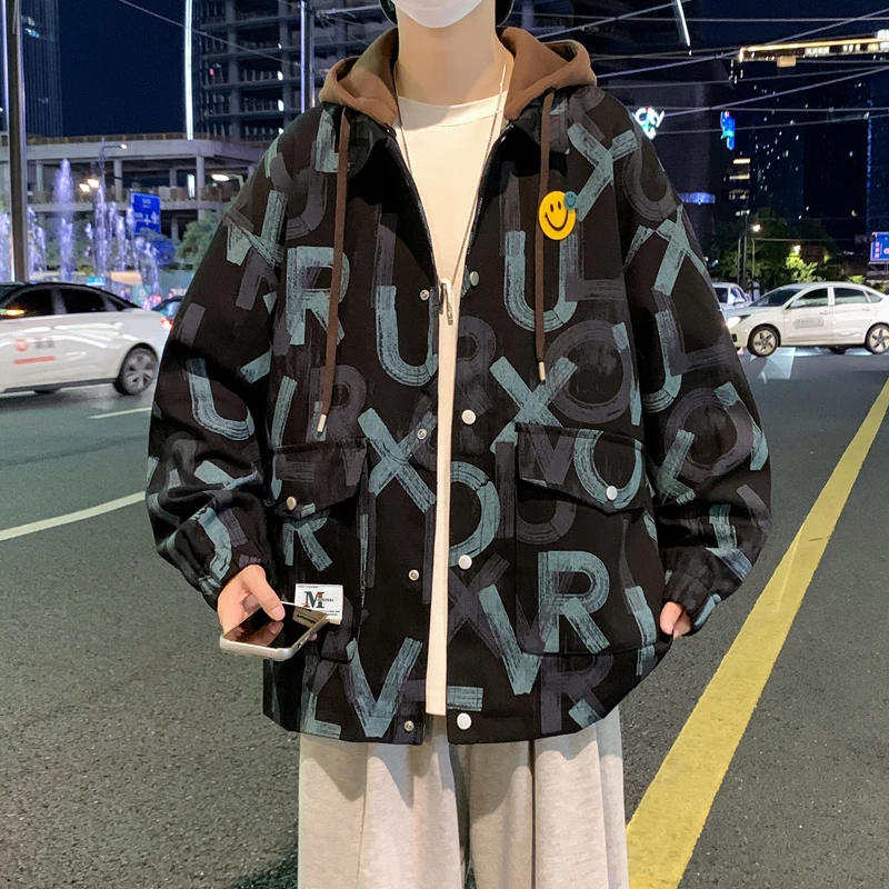 青少年牛仔外套男士春季休闲学生帅气连帽夹克潮牌帅气上衣服外穿