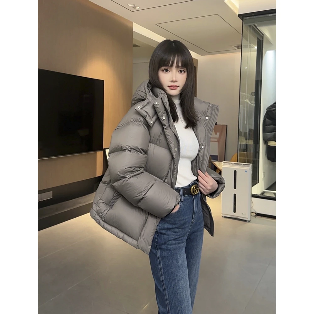 【YIFAN限定版】冬季加厚90白鹅绒情侣装连帽羽绒服女短款24S1701