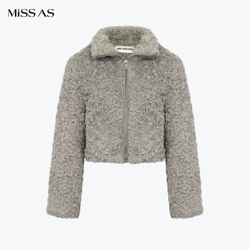 【ANN ANDELMAN】高级感羊毛卷短款立领长袖夹克24秋冬新品
