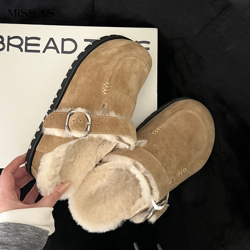 【BREAD TREE面包树】复古可调式两穿博肯鞋毛毛包头拖鞋女款