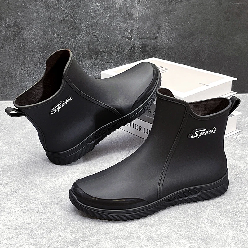 短筒水鞋男款雨鞋防水钓鱼胶鞋2025新款爆款赶海工地专用加绒雨靴