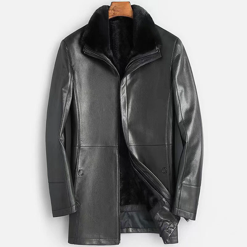 皮貂两件套冬季水貂中长款貂内胆中老年休闲保暖皮克服