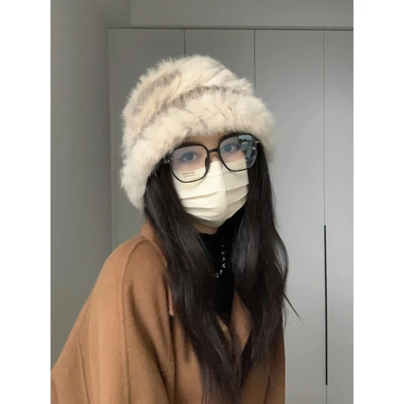 可爱女生~帽子女秋冬保暖护耳可爱显脸小百搭防寒毛绒针织帽R609