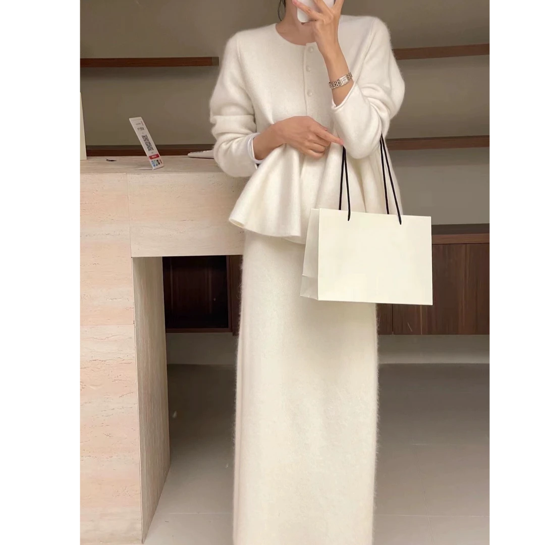 小香风针织套装裙今年流行的富家千金半身长裙时尚两件套秋冬款