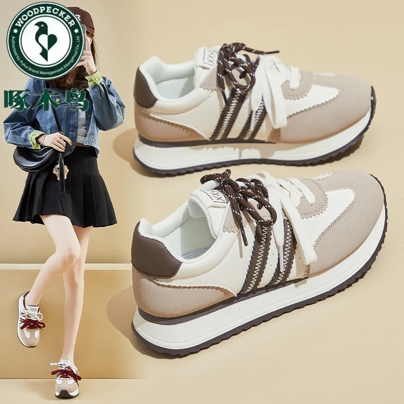 啄木鸟女鞋2025春季新款休闲鞋学生跑步运动街拍时尚阿甘鞋