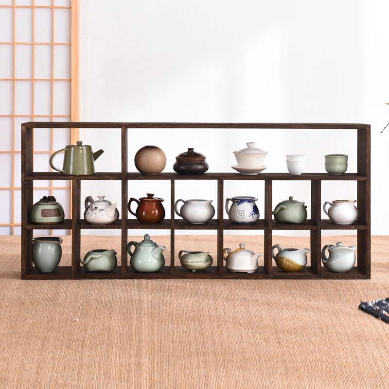实木茶杯架多宝阁中式博古架茶具架收纳展示架茶壶置物架壁挂茶架