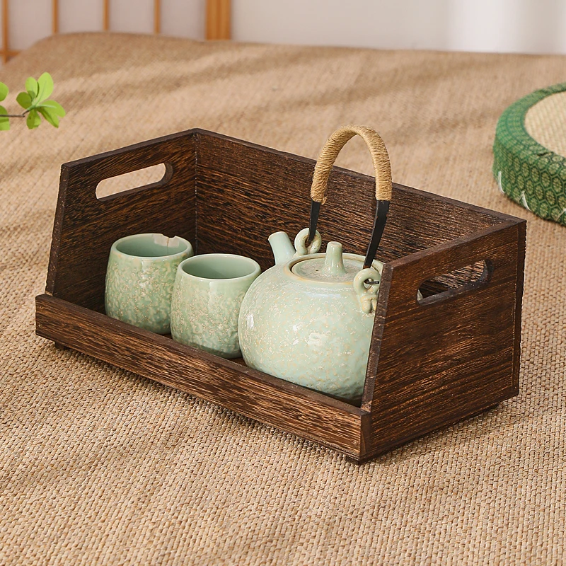 实木茶具收纳盒茶杯架多功能化妆品置物架杂物书本茶器摆件收纳架