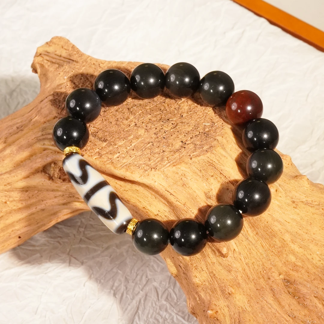 TZ221天然玛瑙黑白双牙牙手串(多样性发货，发其一)