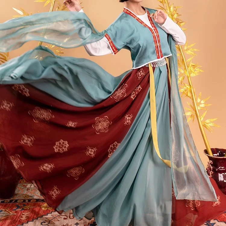 赭颜汉服【沧步遥/夜昙花/永遇乐】原创 唐制褙子圆领衫齐腰裙 女