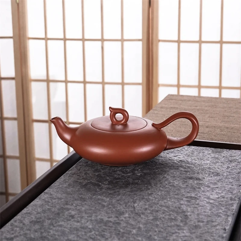 正宗朱泥大红袍扁壶平步青云手工茶具 茶器11