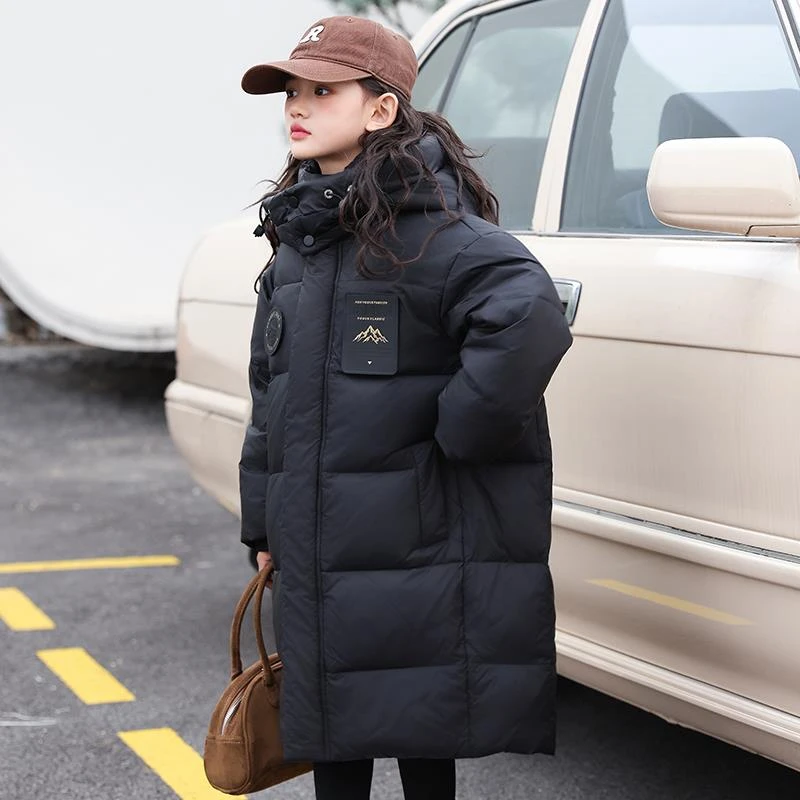 2023新款女童高端羽绒服儿童长款中大童童装冬装洋气外套加厚免洗