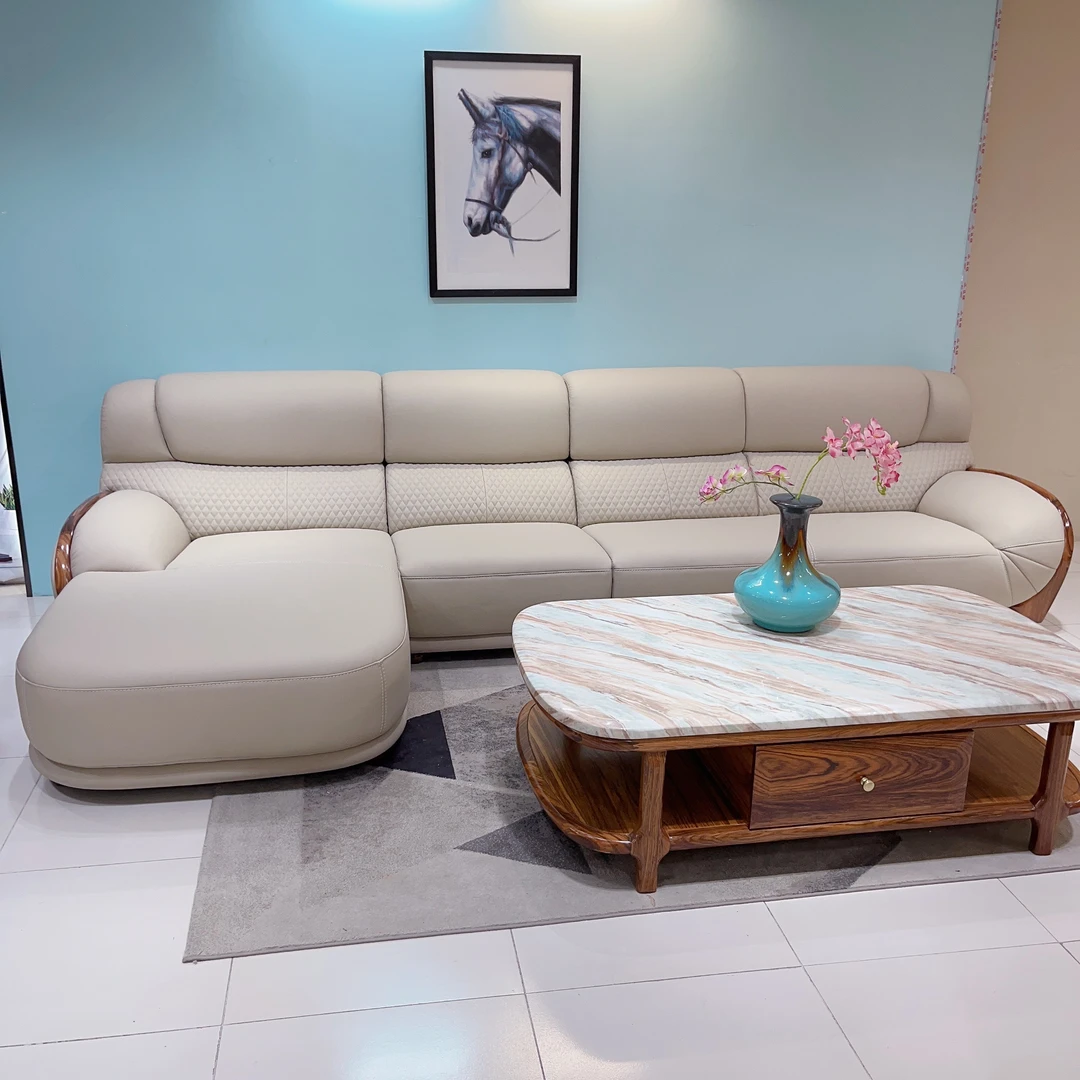 高端奢华乌金木头层牛皮沙发380*100*92 贵180