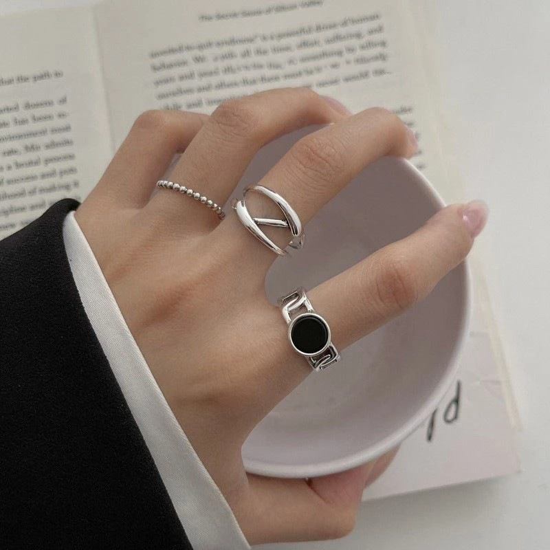 复古做旧指环ins不规则食指戒指女简约新品小众做旧指环设计感ins