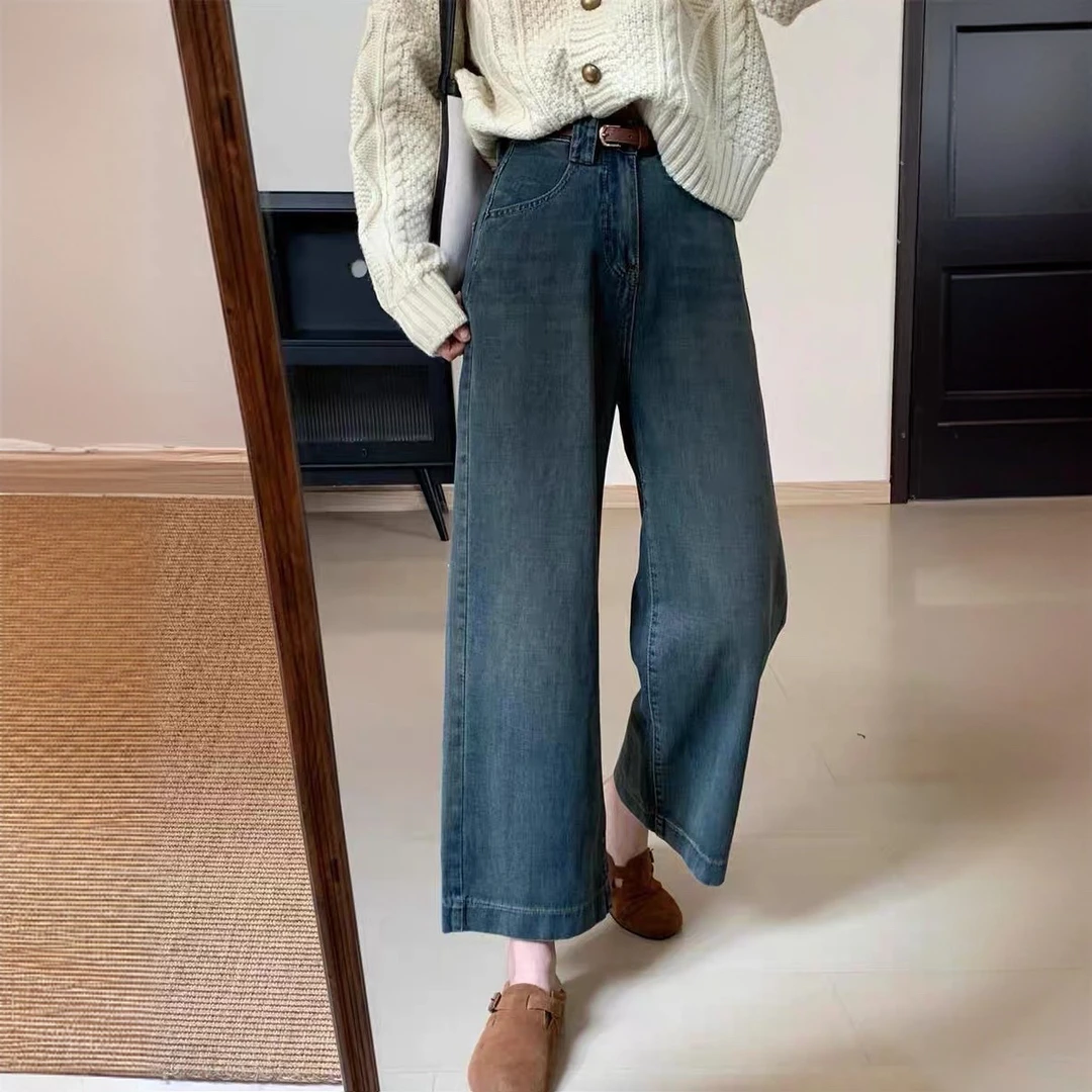 秋季时尚百搭细腰带九分裤202新款女装韩版休闲显瘦直筒长裤子