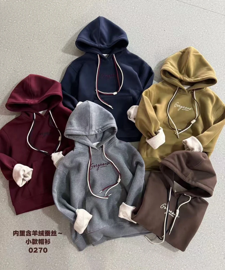 爆款休闲时尚百搭减龄套头帽衫