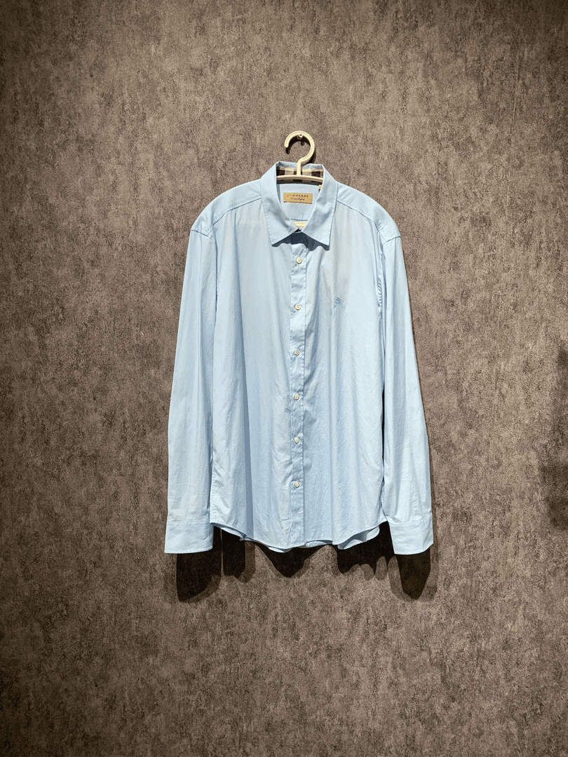 全新未使用/【Burberry】巴宝莉 浅蓝色战马刺绣衬衫/L码/公价6800