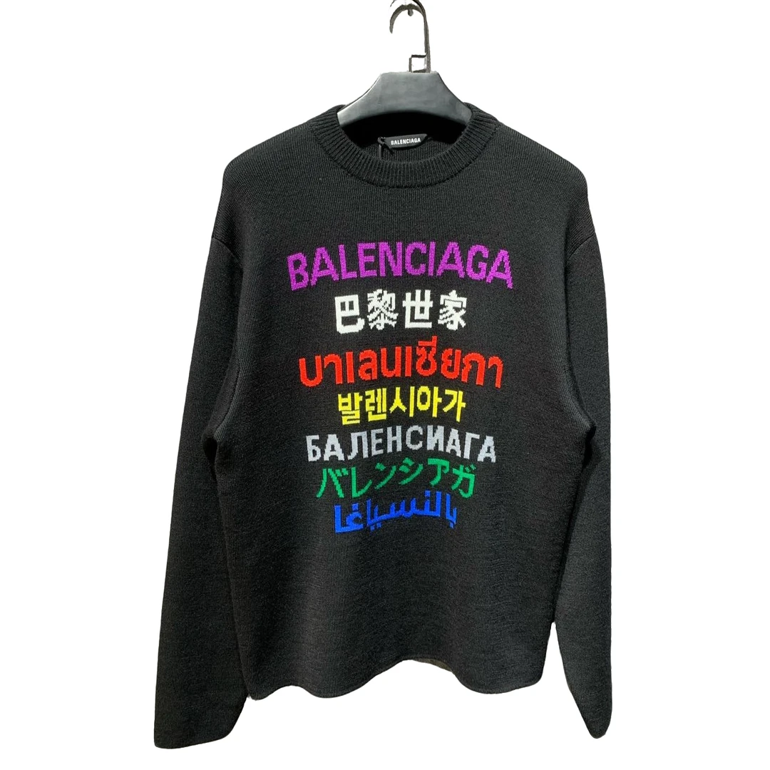 准新/【Balenclaga】巴黎世家 七国语言针织毛衣/Xs码