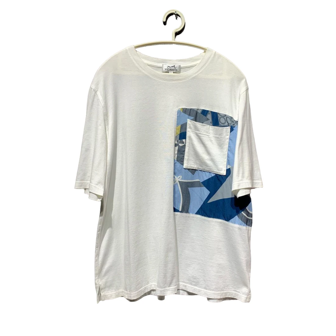 99新试穿/【Hermes】爱马仕 口袋印花白色短袖/S码 公价7700