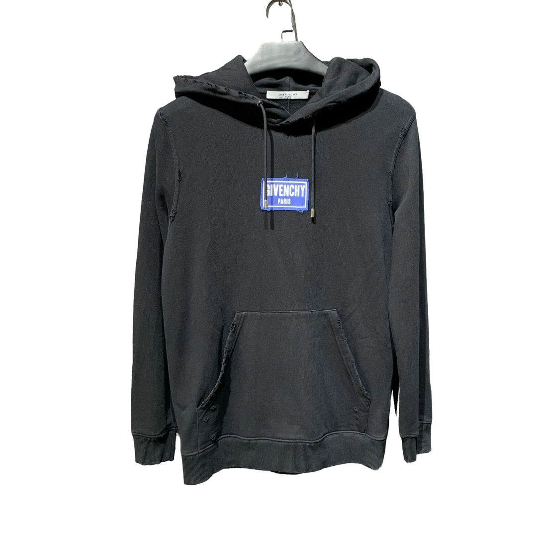 99新/【Givenchy】黑色字母破坏连帽卫衣/Xs码/公价8500/Y10098645