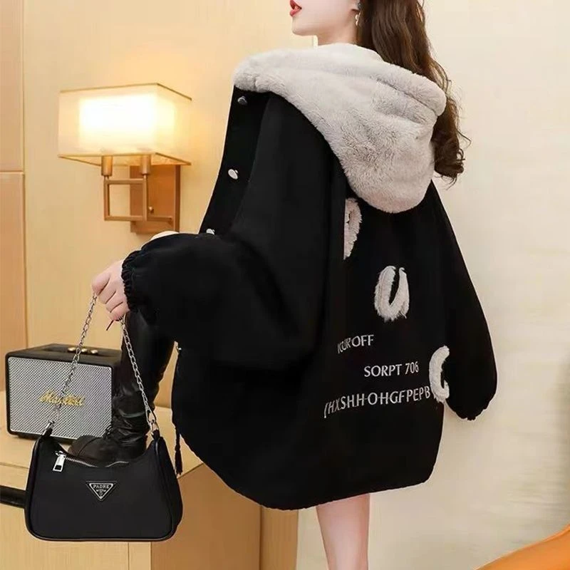 牛仔外套oversize宽松冬季外套加绒加厚垂坠感牛仔衣慵懒棉衣遮屁