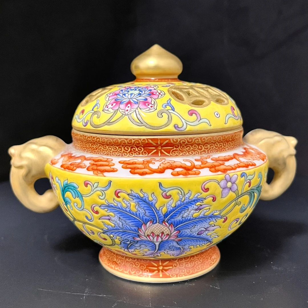 收藏级珐琅彩缠枝纹香炉老物件