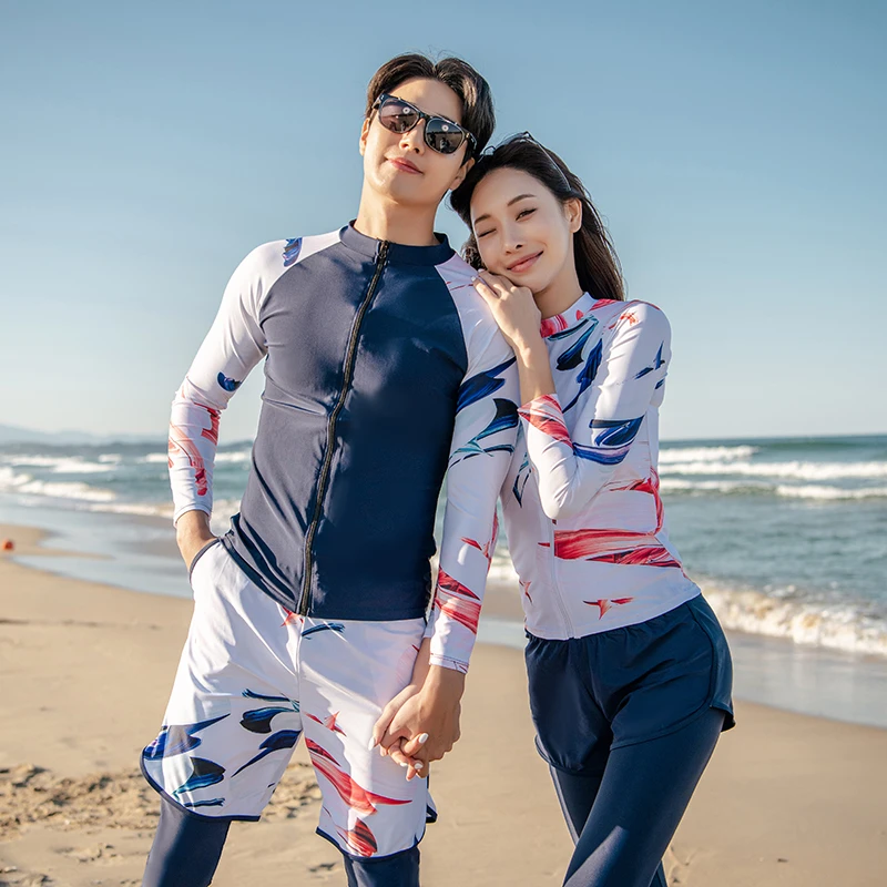 休闲情侣潜水服套装长袖防晒游泳衣女男浮潜衣防水母冲浪时尚速干