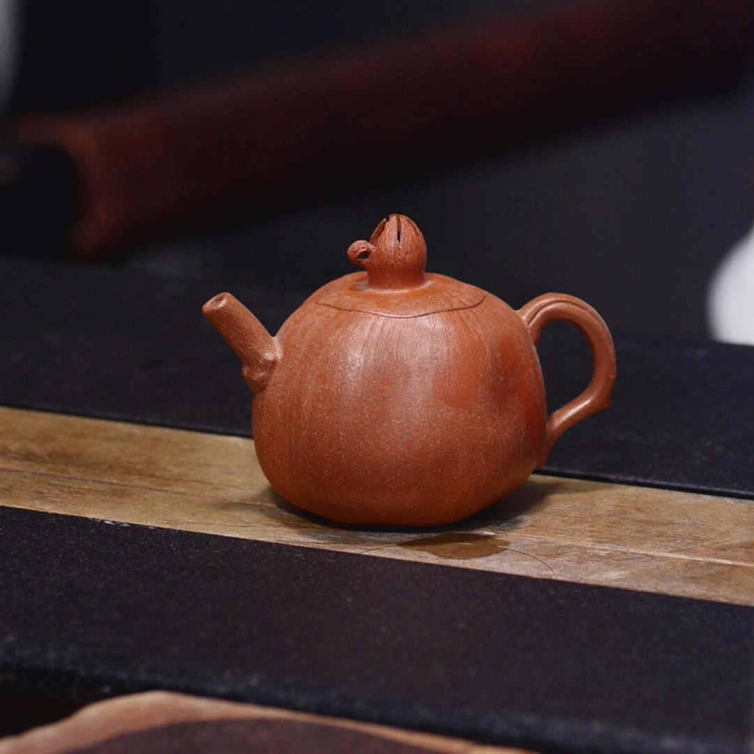 宜兴原矿手工紫砂壶  全手工 茶壶 小容量 石榴 降坡泥100cc H033