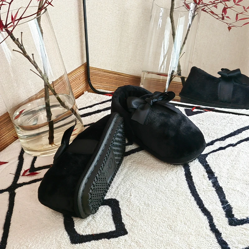 居家手工棉鞋豆豆鞋女黑色百搭软底防滑耐磨冬季保暖网红爆款包头