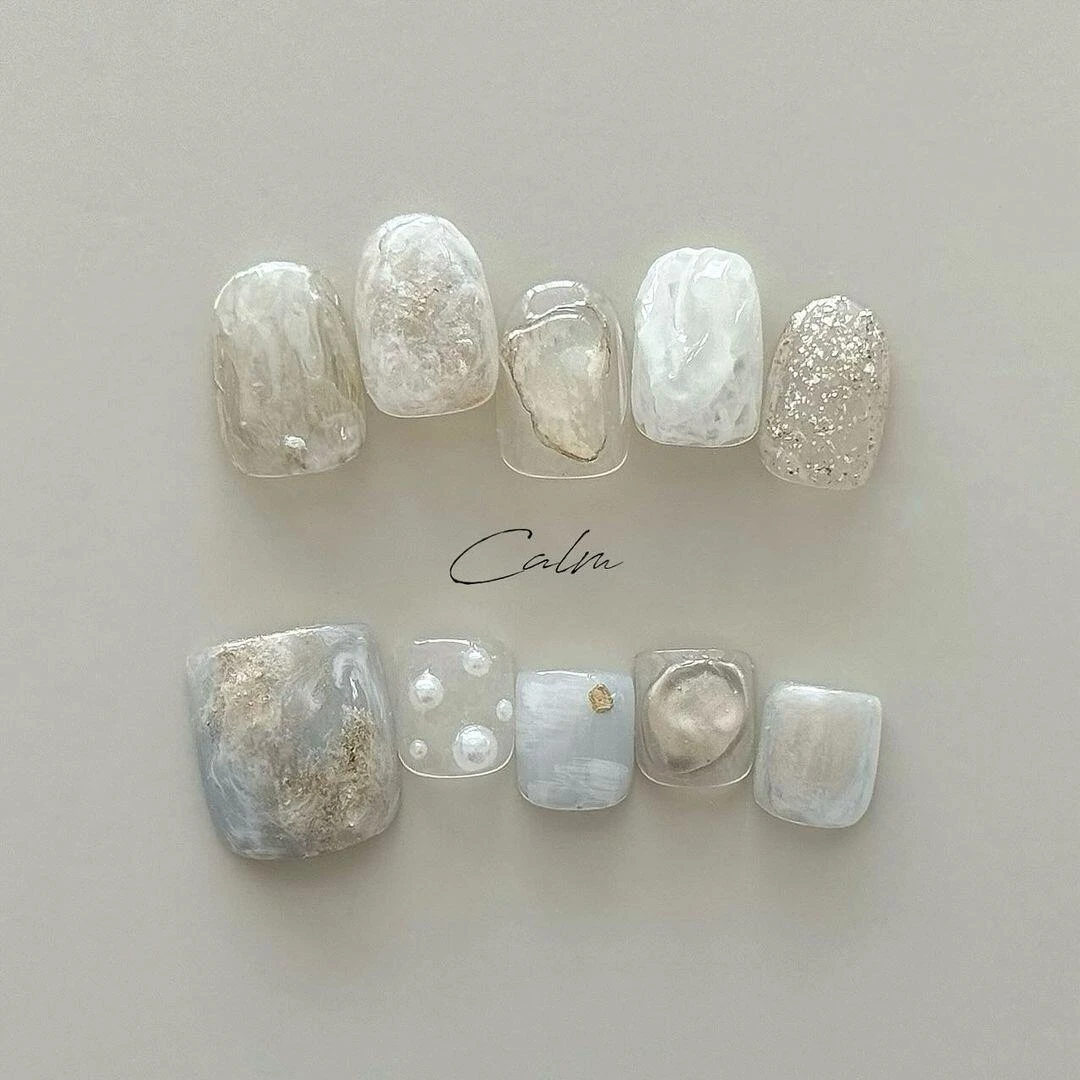 若水流年纯手工穿戴甲短款高级气质显白公主名媛简约可爱指甲贴