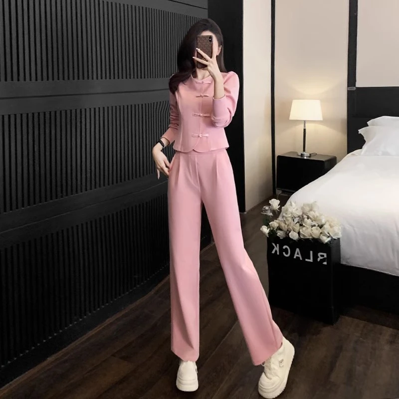 新中式国风卫衣两件套2024年新款时尚洋气粉色运动休闲秋季女装