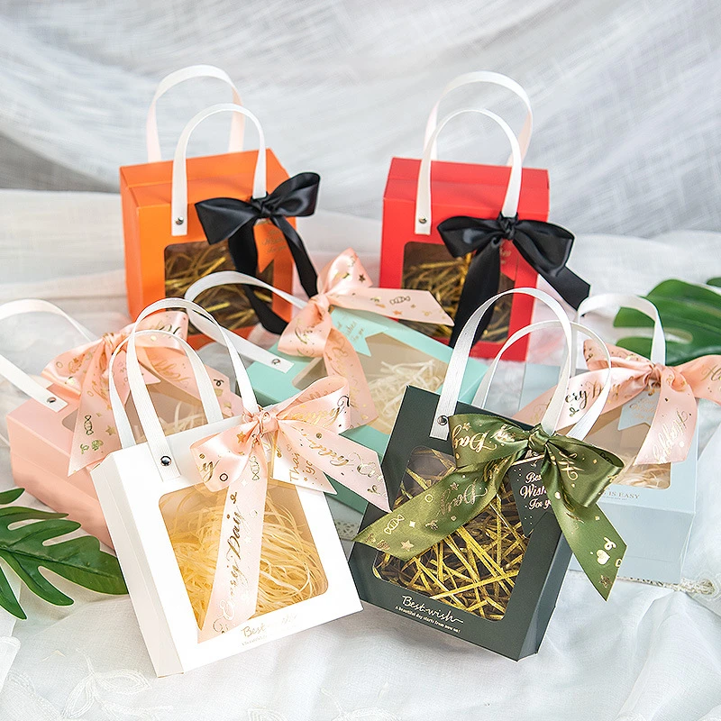 现货透明开窗礼物袋纸袋批发礼品袋手提袋生日礼袋子ins风高级感
