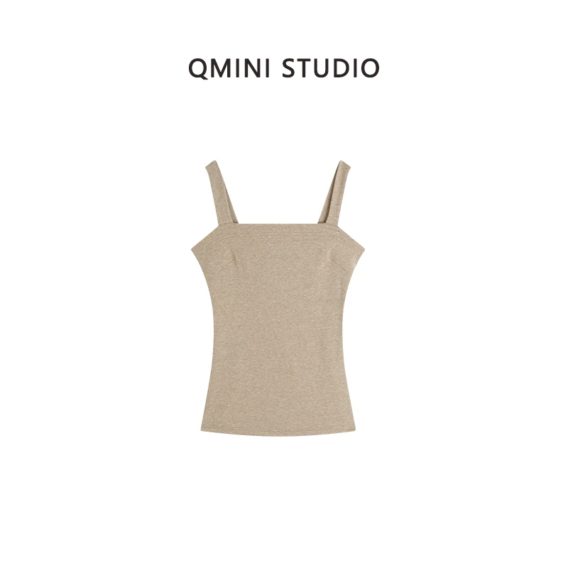 Qmini莹莹【纸片人】针织吊带开叉上衣  YX24B0003