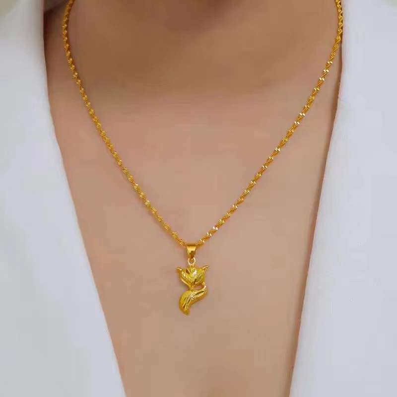 铜合金项链 【精品时尚小狐狸项链百搭】女士金色百搭项链