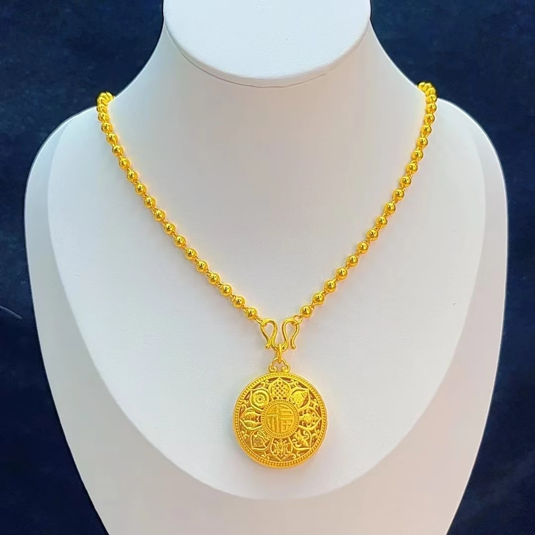 铜合金项链 【新中式珠珠链配八宝罗盘】时尚女王双面八宝罗盘