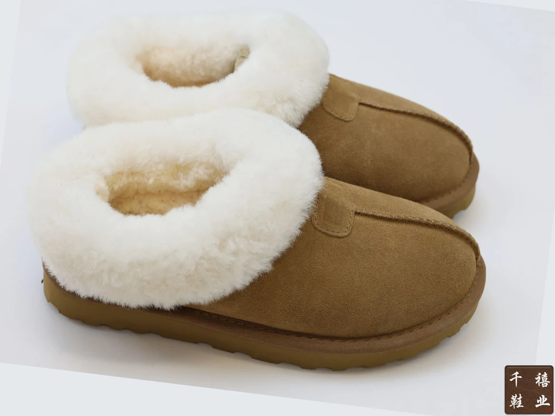 桑坡薄底塔茨特真皮真毛百搭透气保暖牛皮低筒雪地靴低帮雪地靴