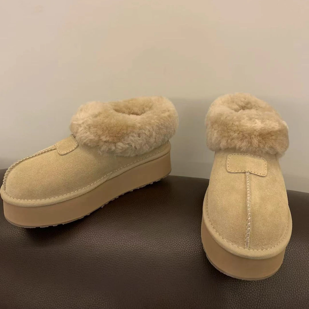 【厚底塔次特】真皮毛一体保暖时尚短筒秋冬雪地靴短筒雪地靴